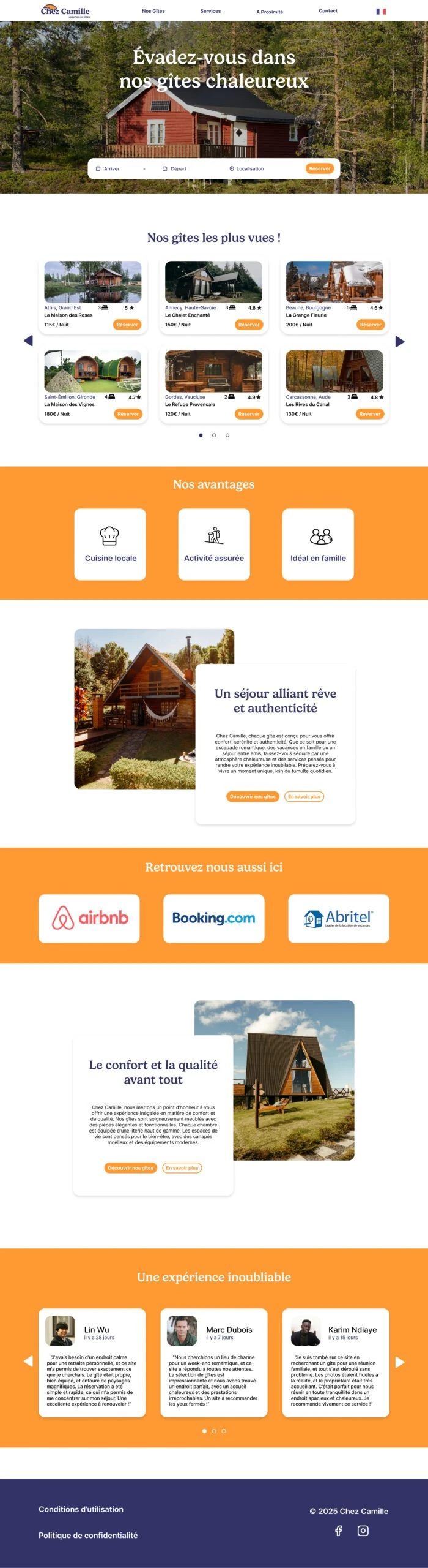Exemple de site de location saisonnière gite sur PC
